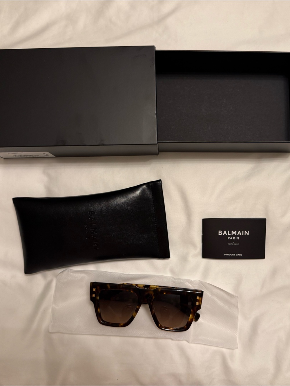 Balmain “B Army” Tortoise Square Sunglasses